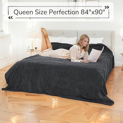 Electric Heated Blanket Queen Size 84"x90" - Dual-Sided with Microplush & Sherpa Fabric, 4 Heat Settings & 10 Hours Auto Off, Machine Washable - Iron Gray