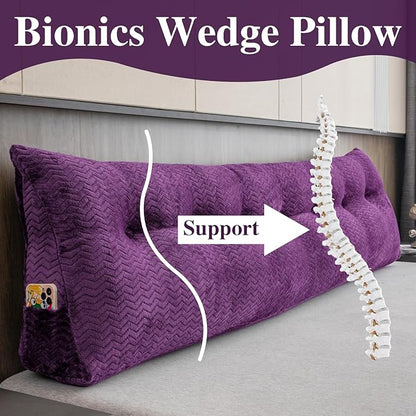 Large Bolster Triangular Headboard Wedge Backrest Positioning Support Bed Rest Reading Pillows Headboard Wedge Pillows for Day Bed with Removable Cover