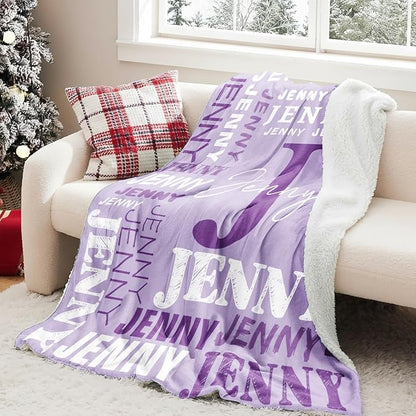 Personalized Blankets for Teen Boys Girls - Printed in USA Custom Blanket with Kid Names Reversible Plush Ultra-Soft Sherpa Fleece Monogrammed Baby Throw Blankets Customized Birthday Gifts for Adults