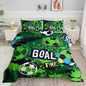 Soccer Comforter Set Sport Themed Green Printed Bedding Set with 1 Comforter and 2 Pillowcases for Boys and Girls Bedroom All Season(Soccer Full)