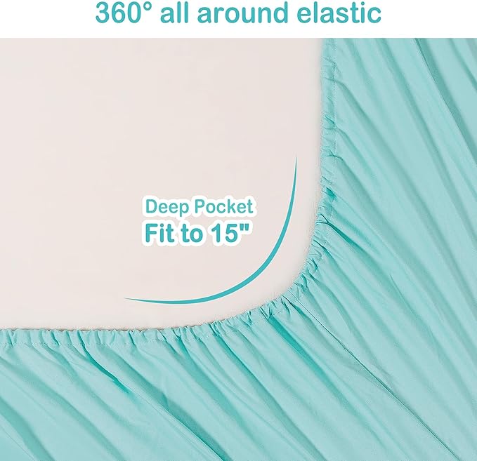 Mooreeke Bed in a Bag for Kids Girls Teens, 8 Pieces Full Size Comforter Bed Set with Shams, Sheet Set and Decorative Toy Pillow, Butterfly Mint Green Super Soft Microfiber Kids Comforter Bedding Set