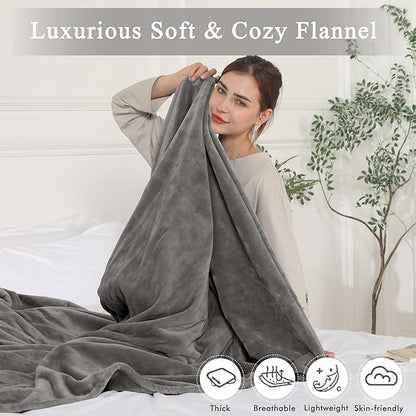 Electric Blanket Heated Blanket Full Size, Super Soft Cozy Upgraded Flannel Heating Blanket with 6 Heating Levels & 1-10 Hours Auto Off, ETL & FCC Certification, 72" x 84", Silver Gray