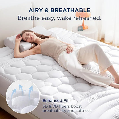 Bedsure California King Mattress Protector - Cal King Mattress Pad Topper with 8-21 Inches Deep Pocket, Quilted Fitted Soft Bed Cover Padded, White, 72x84 Inches