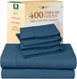 California Design Den 6-Pc Queen Size Sheet Set with 4 Pillowcases - 400 Thread Count 100% Cotton Sheets, Sateen Weave, Deep Pocket Bedsheets Set - Peacock Blue