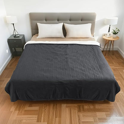Electric Heated Blanket Queen Size 84"x90" - Dual-Sided with Microplush & Sherpa Fabric, 4 Heat Settings & 10 Hours Auto Off, Machine Washable - Iron Gray