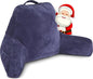 Husband Pillow Dark Blue, Original Reading Pillow in Bed Rest Chair, Shredded Memory Foam Large Lounge Cushion Adult Backrest with Arms, Comfy Back Support for Sit Sitting Up, Wash/Removable Cover