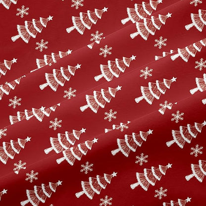 Red Christmas Duvet Cover King Xmas Bedding Set Pine Tree Snowflakes Pattern, Christmas Theme Bedding for Guest Room Bedroom Decor Soft Microfiber Comforter Cover with 2 Pillowcases