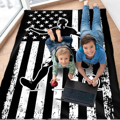 Soccer Blanket for Kids Teens Adults Boys Gifts, 80x60 Inches Twin Size Soft Lightweight Flannel Throw Blankets for Bedding Outdoors Home Decor