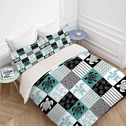 Sea Turtle Bedding Set Sea Turtle Theme Comforter Set for Kids Teens Adults Women Men Sea Turtle Duvet Cover Bedroom Decor Soft Twin Full Queen King Size Quilt Cover with 2 Pillowcases