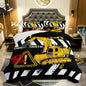 QOOMO Excavator Comforter King Size,Construction Truck Comforter Set for Kids Teens Boys Girls,3Pcs Bedding Set Printed Comforter with 2 Pillowcases,Soft and Lightweight(Black，King Size)