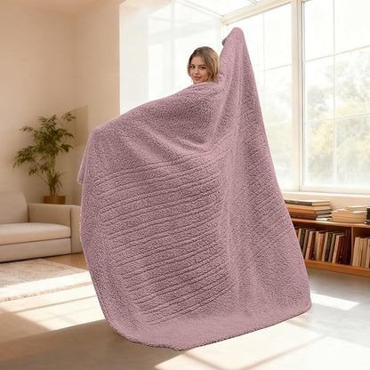 Electric Heated Blanket Full Size 72"×84" with 6 Heating Levels & 1-10Hs Auto Off, Heating Blanket Double Sided Plush Sherpa, Fast Heating, Machine Washable for Christmas Gift - Light Purple