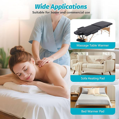 Massage Table Warmer Heating Pad Professional SPA Massage Bed Warmer with 9 Hour Timer, 9 Heat Settings, Overheat Protection for Massage Bed & Spa, 30" x 71", with Portable Storage Bag