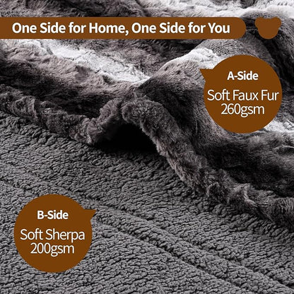 Bearhug Electric Blanket Full Size 77" x 84", 10 Heat Settings Heated Blanket, 1-12 Hour Auto Shut-Off, Faux Fur & Sherpa Dual-Sided Heating Blanket, Machine Washable, Gift-Ready Elegant Packaging