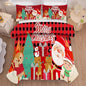 Christmas Comforter Set Full Size Red Plaid Bedding Sets Xmas Gift Christmas Themed Festival Winter Quilt Set,1 Comforter + 2 Pillow Cases