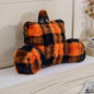 Reading Pillows for Boyfriend Adult,Velvet Back Pillow Bed Wedge Large, Back Rest Support Cushion for Sitting Up in Bed/Couch for Bedrest 18inch-Orange-Black Grid Print