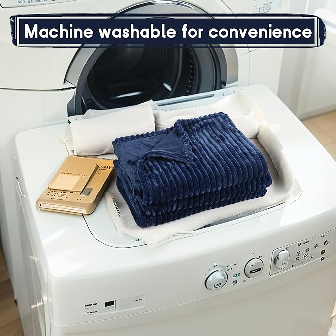 Heated Blanket Electric Blanket Twin Size 62''x84'', Soft Flannel Heating Blanket with 12 Hour Auto Off - 10 Heat Settings - Machine Washable - Navy