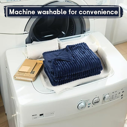 Heated Blanket Electric Blanket Twin Size 62''x84'', Soft Flannel Heating Blanket with 12 Hour Auto Off - 10 Heat Settings - Machine Washable - Navy