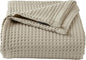 100% Cotton Waffle Weave Bed Blanket | Soft, Breathable, and Lightweight Blanket for All-Season | Perfect for Layering | Brielle Collection (King, Linen)