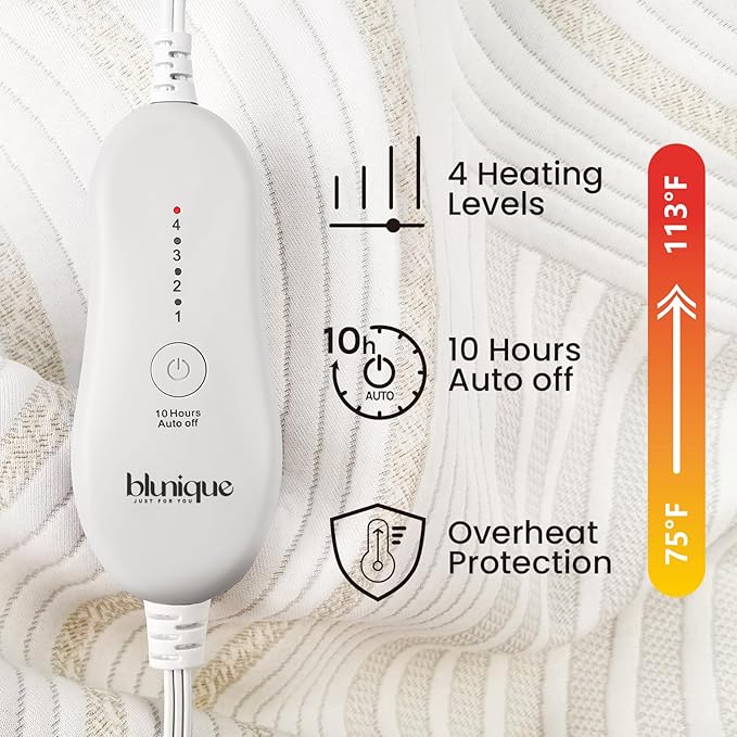 Electric Heated Mattress Pad Twin Size Single Control Bed Warmer, Deep Pocket, 10-Hour Auto Off, Machine Washable, 3D Air Layer Fabric, 39"x75", Gold