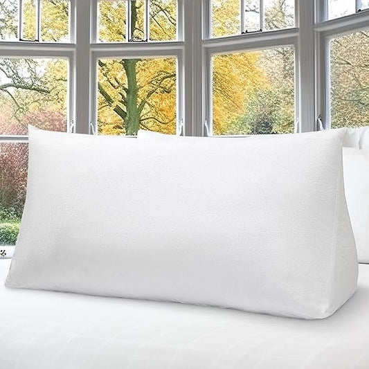 Cheer Collection Wedge Pillow for Reading in Bed, Plushy Headboard Wedge Pillow, Large Backrest Pillow for Bed, Soft Dorm Pillow Headboard Cushion, Elevation Pillow for Sleep & Relaxation