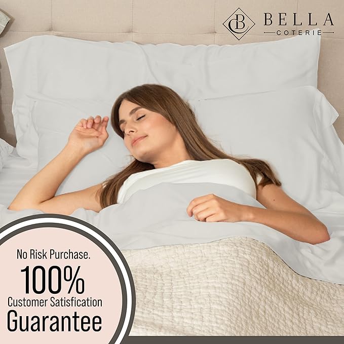Bella Coterie Luxury Bamboo Viscose 34” Split Top King Size Sheet Set | 1 Fitted Sheet for Sleep Number & Adjustable Beds | 100% Organically Grown | Cooling & Soft | 18” Deep Pocket [Grey Mist]