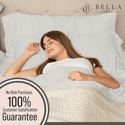 Bella Coterie Luxury Bamboo Viscose Full Size Sheet Set | 100% Organically Grown | Ultra Soft | Cooling for Hot Sleepers | 18" Deep Pocket [Grey Mist]