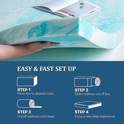 EGO Topper 3 Inch Queen Memory Foam Mattress Topper, Gel Foam Mattress Topper for Pressure Relief, Ventilated Design Bed Topper in a Box, CertiPUR-US Certified, 60"×80", Medium