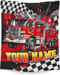Boys Blanket Gifts Personalized Fire Truck Blankets for Kids Teens Adults - 60" x 80" Custom Name Cool Car Themed Soft Lightweight Flannel Throws for Couch, Sofa, Bedroom Decor