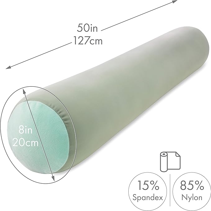 Case Only - Body Pillow Cover Stylish Silky Super Soft - 85% Spandex/ 15% Nylon, Beauty - Anti Wrinkle, Anti Aging Prevention - Breathable Pillowcase Design - Gentle on Hair Size 48 X 8, Cadet Grey