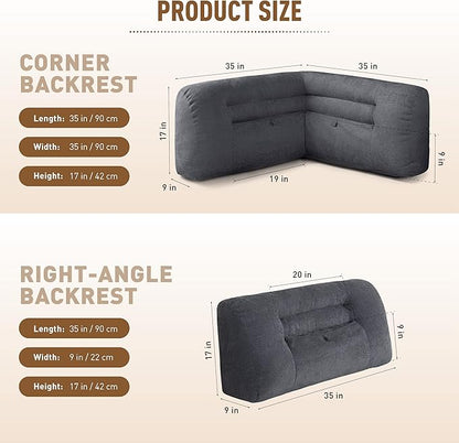 Reading Pillow for Couch, Bed Rest Back Pillow with Front Pocket, Comfortable Back Pillows for Sitting in Bed, Daybed, Tatami, Living Room