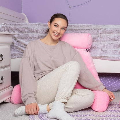 Husband Pillow XXL – Reading Pillow Bed Chair with Arms & Back Support – Pink - Back Pillow for Beds Sitting Up – Bed Rest Arm Pillow – Comfy Reading Pillow for Adults