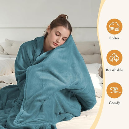 Electric Heated Blanket 90"x100" King Size - 4 Heat Settings & Dual Controllers, 10H Auto Shut Off, Ultra-Soft Coral Fleece Heated Blanket with Overheat Protection, Teal