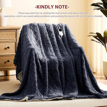 Heated Electric Blanket Queen Size-84"x90" Heating Blanket with 10 Heating Levels & 5 Time Settings Over-Heat Protection,Winter Warmer for Adults with ETL Certification（Grey）