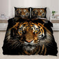Americas Tiger Duvet Cover California King, African Tiger Bedding Set 3 Piece Bedroom Decor Tropical Wild Animal Patterned Comforter Cover with Zipper Ties & 2 Pillowcases