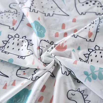 SDIII Dinosaur Comforter Twin 3 Pieces, Silky Breathable Microfiber and Spandex, Cute Dinosaur Twin Bedding Set for Boys Girls Kids and Teens
