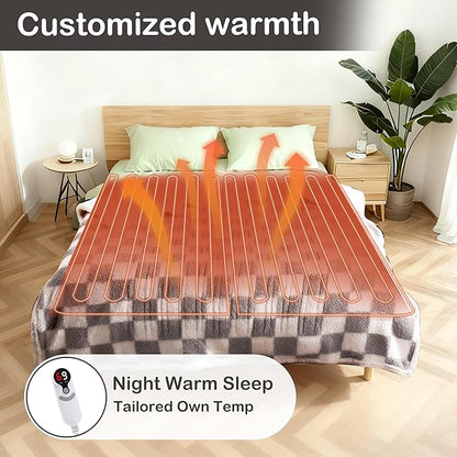 Electric Heated Blanket Full Size 72"×84" with 6 Heating Levels & 1-10Hs Auto Off, Checkered Plaid Heating Blanket Double Sided Sherpa, Fast Heating, Machine Washable for Christmas Gift Light Gray