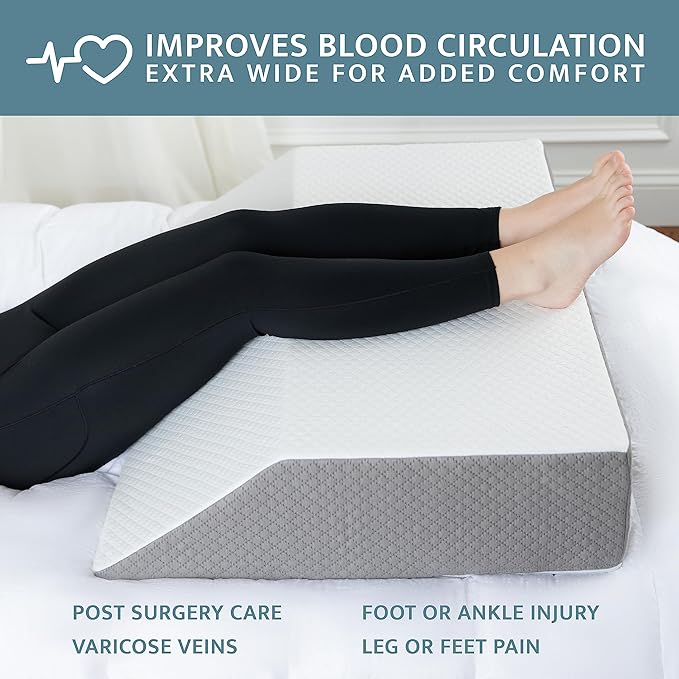Kölbs Extra Wide Leg Elevation Pillow, Chic Jacquard Cover, XL and Wide for More Comfort Bed Wedge Pillow for Legs, Leg, Knee, Ankle Elevation Post Surgery
