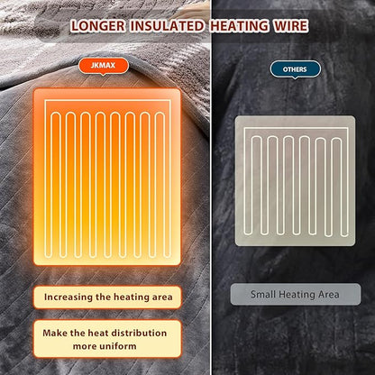 Heated Electric Blanket Queen Size - 84"x90" Flannel Heating Blanket with 10 Heating Levels & 5 Time Settings Over-Heat Protection, Winter Warmer for Adults with ETL Certification（Grey）