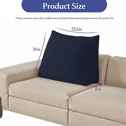WOWMAX Back Pillow for Bed Sitting up-Bed Wedge Pillow Back Support Pillows for Bed & Sofa Couch, 85% Linen 15% Cotton Blend, Deep Blue