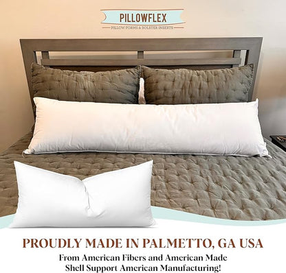 Pillowflex Synthetic Down Pillow Insert - 20x60 Down Alternative, Ultra Soft Body Pillow, Large Queen Body Bed Sleeping Pillow - 1 Decorative Pillow Form