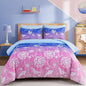 Menghomeus Girls Comforter Set Twin Size 5 Pieces Bed in A Bag Ombre Blue Pink Bedding Set Dandelion Butterfly Print Kids Bedding Collections