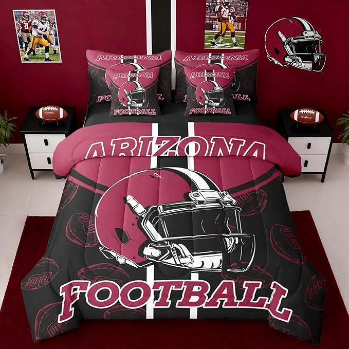 Feelyou Football Comforter Set King Size 7 Pieces Ball Games Bedding Set for Kids Boys Girls Rugby Bed in a BagFootball Bedroom Decor Rugby Sports