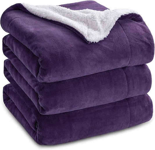 Bedsure GentleSoft Sherpa Fleece Blankets King Size for Bed - Thick and Warm Throw Gifts for Women and Girls, Soft Fuzzy Plush King Christmas Blanket for Winter, Purple, 108x90 Inches