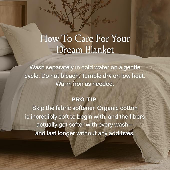 BOLL & BRANCH Dream Bed Blanket - Twin/Twin XL, Mist - Luxury 100% Organic Cotton - Soft, Lightweight and Breathable - Cloud-Like Touch