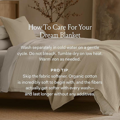 BOLL & BRANCH Dream Bed Blanket - Twin/Twin XL, Mist - Luxury 100% Organic Cotton - Soft, Lightweight and Breathable - Cloud-Like Touch