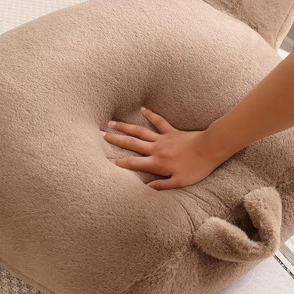 Reading Pillow for Sitting in Bed, Large Backrest Reading Pillow with Arm Rest,Back-Rest Support Cushion for Sit Up on Couch, Sofa, and Floor, Dorm Essentials (Khaki Faux Fur, Standard(17"))