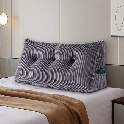 Large Headboard Pillow Headboard Wedge Pillow Bed Rest Reading Pillow Bolster Triangular Pillow for Sitting in Bed-Backrest Positioning Support Long Pillow for Daybed (Twin: 39x8x20 Inches,Grey)