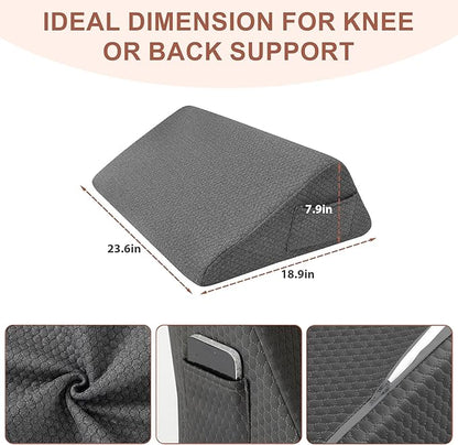 Bedluxe Knee Wedge Pillow, Memory Foam Leg Pillow Knee Pillow for Back Sleeping, Wedge Pillows for Legs Post Surgery, Triangle Pillow for Knee Support, Leg Elevation, Knees Hip Back Pain Relief, Black