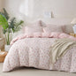 Jane yre Duvet Cover Queen Size Floral Soft Brushed Microfiber Crinkle Gauze Fabric 3 Pieces Bedding Set for All-Season Garden Duvet Cover Queen with Zipper Closure, Luxury Breathable Comfy