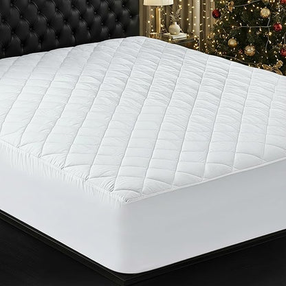 Utopia Bedding Quilted Fitted Mattress Pad, Super Queen Size, Elastic Fitted Mattress Topper Protector and Cover with Deep Pocket Stretches up to 16 Inches, Machine Washable (White)